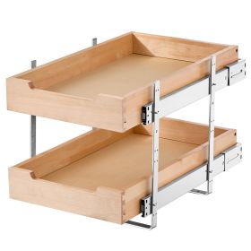2 Tier Pull Out Cabinet Organizer, 14"W x 21"D Cabinet Drawer, Soft Close Slide out Shelf, Heavy-Duty Sliding Wood Drawer, Adjustable Base Cabinet Or