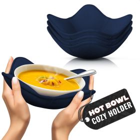 4 Pcs Microwave Bowl Cozy Holders Deep Navy Blue Microwave Bowl Holders for Hot Food Protect Hands from Hot Dishes Soft & Heat Resistant Fabric for S