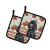 Standard Black Poodle Vegetables Pair of Pot Holders Pair 7.5x7.5 Quilted Insulated Hot Pads Decorative Kitchen Gift Made in USA