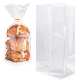 Clear Gusseted Poly Bags, 10 x 6 x 20 Inch. Pack of 100 Gusseted Plastic Bags 1 Mil Thick for Favors with Open Top. Clear Plastic Bags for Packaging