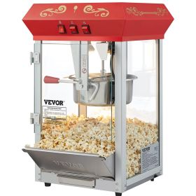 Popcorn Maker, 850W Popcorn Popper Machine, 8 Oz Kettle Makes 48 Cups per Batch, Countertop Popcorn Maker with Tempered Glass, Includes 4 Scoops, Mov