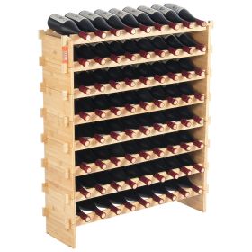 VEVOR 72 Bottle Upgrade Modular Wine Rack, Continuously Store Pinot Bottles, 8-Tier Bamboo Wood Storage Rack, Floor Freestanding Wines Holder Display