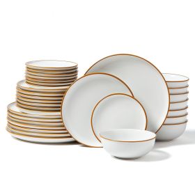 Dinnerware Set, Service for 8 (32 PCS), Round Plates and Bowls Sets, Scratch Resistant Ceramic Dinner Ware, Dishwasher and Microwave Suitable Kitchen
