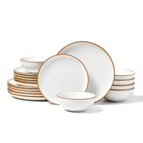 Dinnerware Set, Service for 6 (18 PCS), Round Plates and Bowls Sets, Scratch Resistant Ceramic Dinner Ware, Dishwasher and Microwave Suitable Kitchen