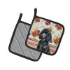 Standard Black Poodle Vegetables Pair of Pot Holders Pair 7.5x7.5 Quilted Insulated Hot Pads Decorative Kitchen Gift Made in USA