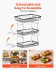 3 Tier Fruit Basket, Countertop Fruits Vegetable Bowl with Banana Hangers and Side Storage Basket, Metal Wire Storage Stand for Kitchen Counter, Hold