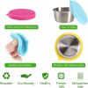 Salad Dressing Containers To Go;  6x1.5 oz Stainless Steel Food Containers with Lids;  Small Silicone Dipping Sauce Cups Toddler Snack Containers Lea