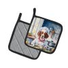 Brittany Spaniel The Chef Pair of Pot Holders Kitchen Heat Resistant Pot Holders Sets Oven Hot Pads for Cooking Baking BBQ, 7 1/2 x 7 1/2