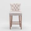 Contemporary Velvet Upholstered Barstools with Button Tufted Decoration and Wooden Legs, and Chrome Nailhead Trim, Leisure Style Bar Chairs,Bar stool