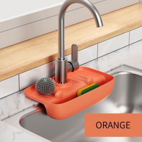 1pc Splash Guard For Sink Faucet; 10.63"x5.51"; Faucet Drain Rack; Super Absorbent Fast Drying Mat Sink Gadgets; Drip Catcher For Kitchen; Drain Stor (Color: Orange)