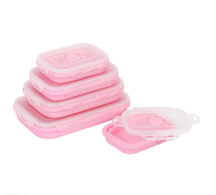 Reusable Pizza Storage Container with  Microwavable Serving Trays - Adjustable Pizza Slice Container to Organize & Save Space - BPA Free, Microwave, (Color: Pink, size: 550ML)
