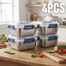 Yakimoto 2/4/6/8/10 PCS Extra-Large Stainless Steel Food Storage Containers With Blue Lids - Deep Design, Airtight Seal, Perfect For Refrigerator Org (Quantity: 4PCS)