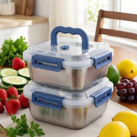 Yakimoto 2/4/6/8/10 PCS Extra-Large Stainless Steel Food Storage Containers With Blue Lids - Deep Design, Airtight Seal, Perfect For Refrigerator Org (Quantity: 2PC)