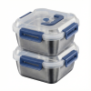 Yakimoto 2/4/6/8/10 PCS Extra-Large Stainless Steel Food Storage Containers With Blue Lids - Deep Design, Airtight Seal, Perfect For Refrigerator Org