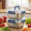 Yakimoto 2/4/6/8/10 PCS Extra-Large Stainless Steel Food Storage Containers With Blue Lids - Deep Design, Airtight Seal, Perfect For Refrigerator Org